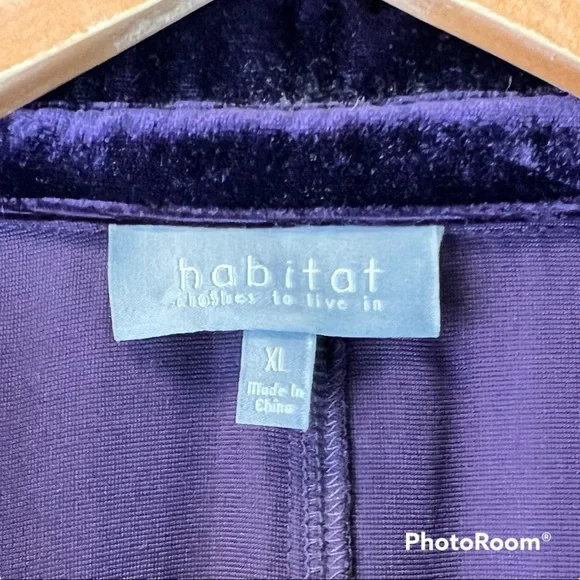 🇺🇸SOLD🇺🇸 Habitat Mandarin Velvet Shirt Top XL Purple - Picture 4 of 9